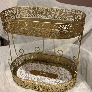 Trina Turk Gold Metal Two-Tier Bath Storage Tray